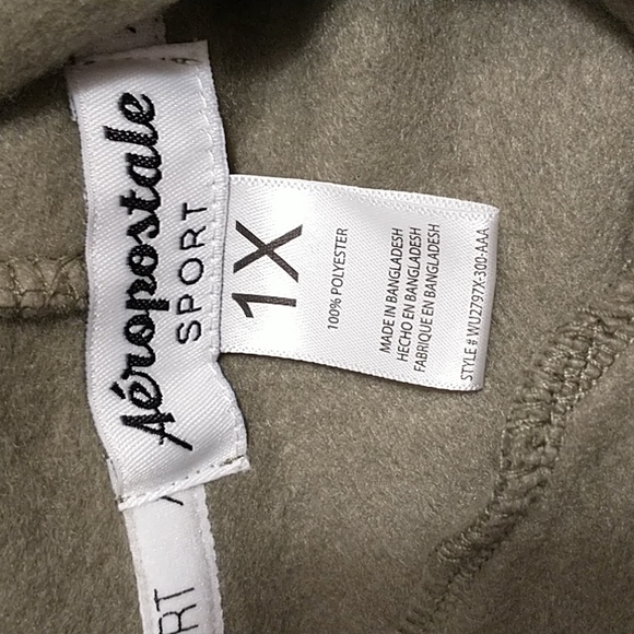 Aeropostale Sport Cropped Front Pocket Hoodie 1X Army Green - Picture 8 of 11